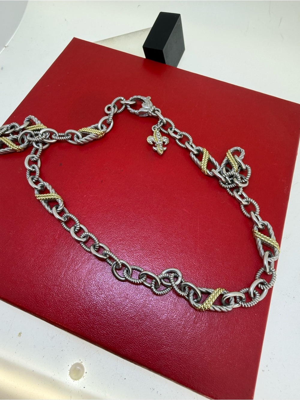 Judith Ripka 14k Gold Clad Rhodium Over Silver Harmony  Necklace 56.5 grams